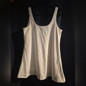 Women’s Cream Scoop Neck Athletic Dress With Built In Shorts